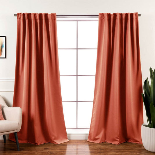 52 x 84 inch Solid Orange Apricot Thermal Blackout Curtain Panels -