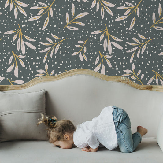 Brushed Foilage Wallpaper