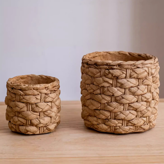 Grass Woven Looking Cement Planter