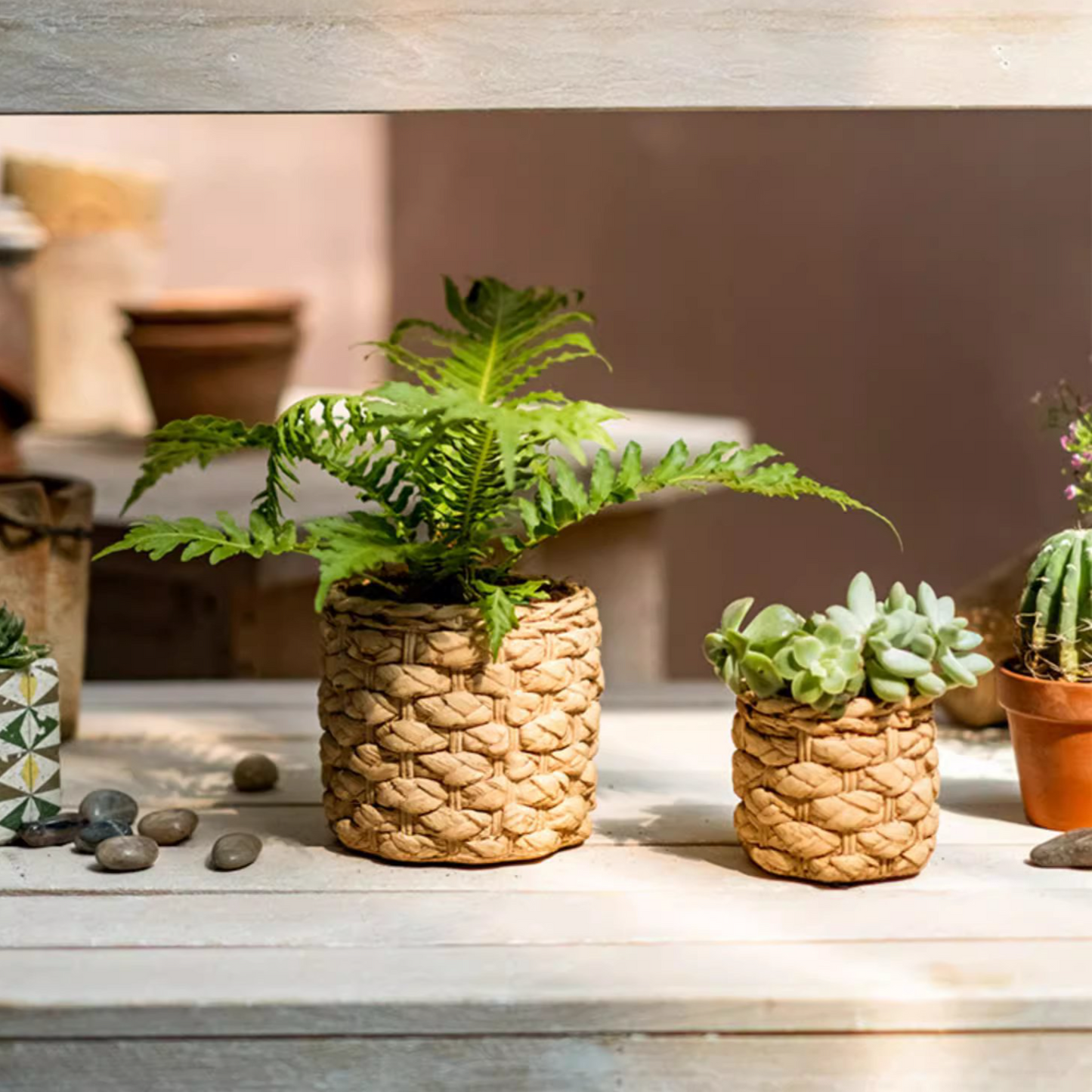 Grass Woven Looking Cement Planter