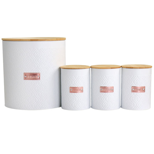 MegaChef Kitchen Food Storage and Organization 4 Piece Argyle Canister