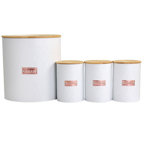 MegaChef Kitchen Food Storage and Organization 4 Piece Argyle Canister
