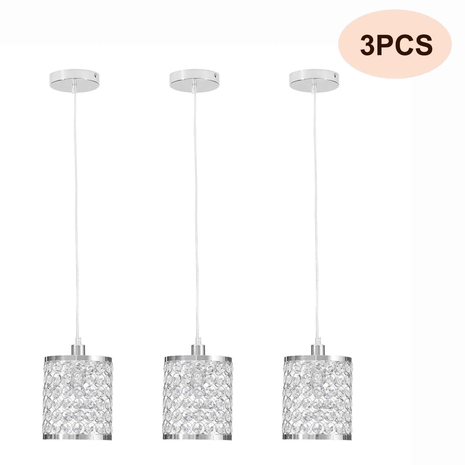Crystal Pendant Light Modern Kitchen Island Lighting Adjustable White - Festival Furnish