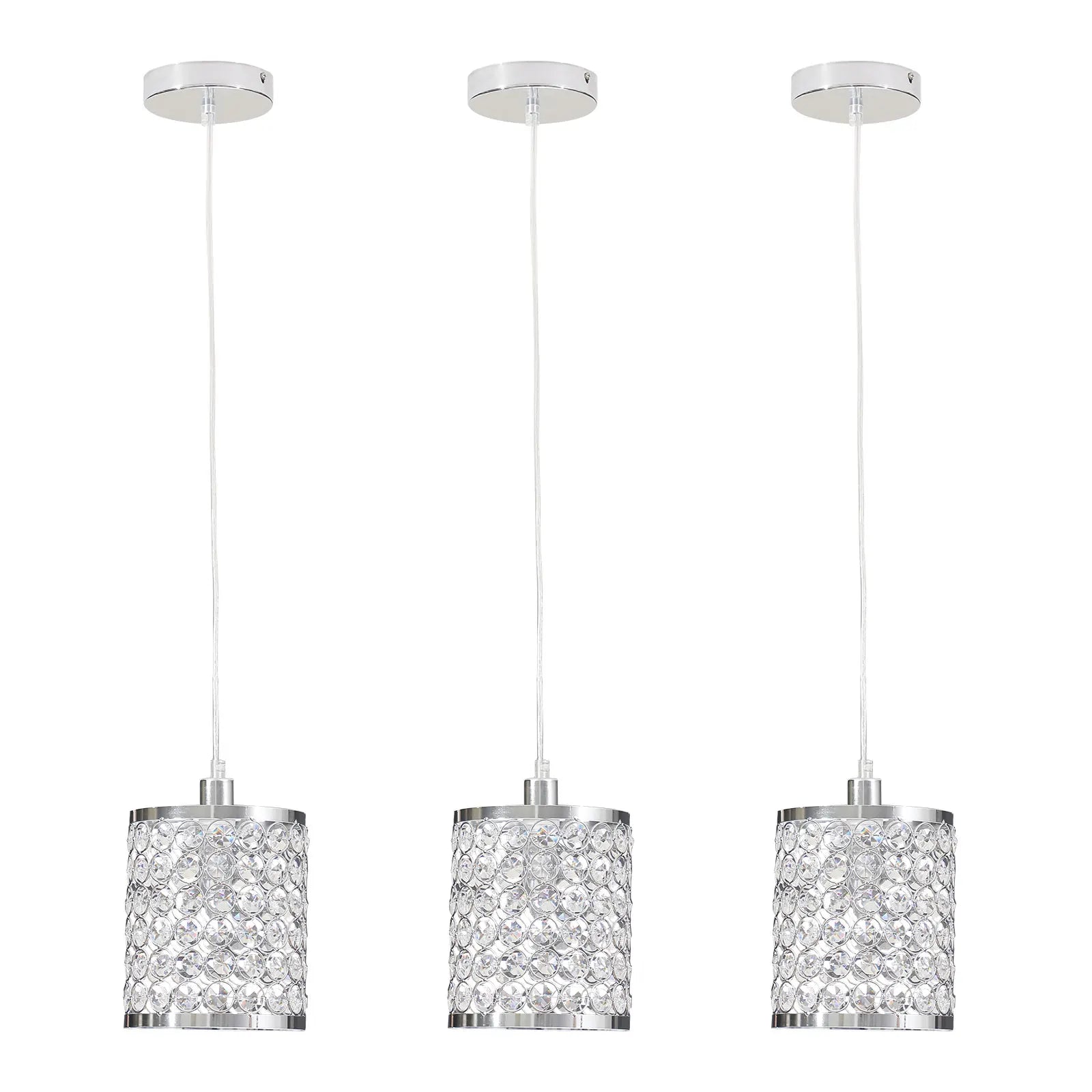 Crystal Pendant Light Modern Kitchen Island Lighting Adjustable White - Festival Furnish