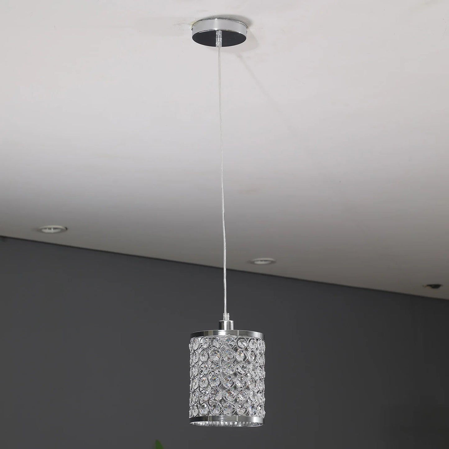 Crystal Pendant Light Modern Kitchen Island Lighting Adjustable White - Festival Furnish