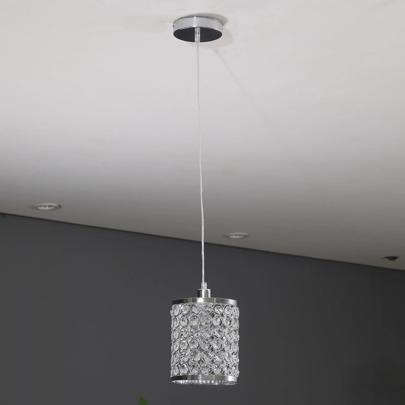 Crystal Pendant Light Modern Kitchen Island Lighting Adjustable White - Festival Furnish