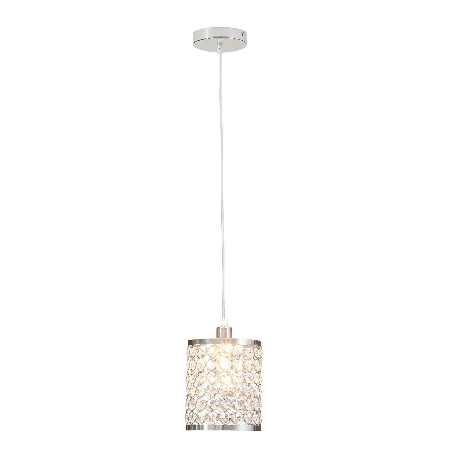 Crystal Pendant Light Modern Kitchen Island Lighting Adjustable White - Festival Furnish