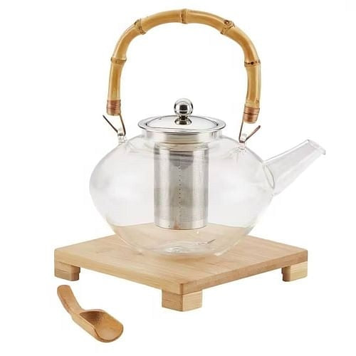 1 Quart Glass Teapot Kettle with Stainless Steel Tea Infuser and