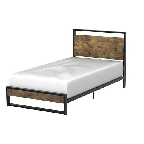 Twin Modern Farmhouse Platform Bed Frame with Wood Panel Headboard