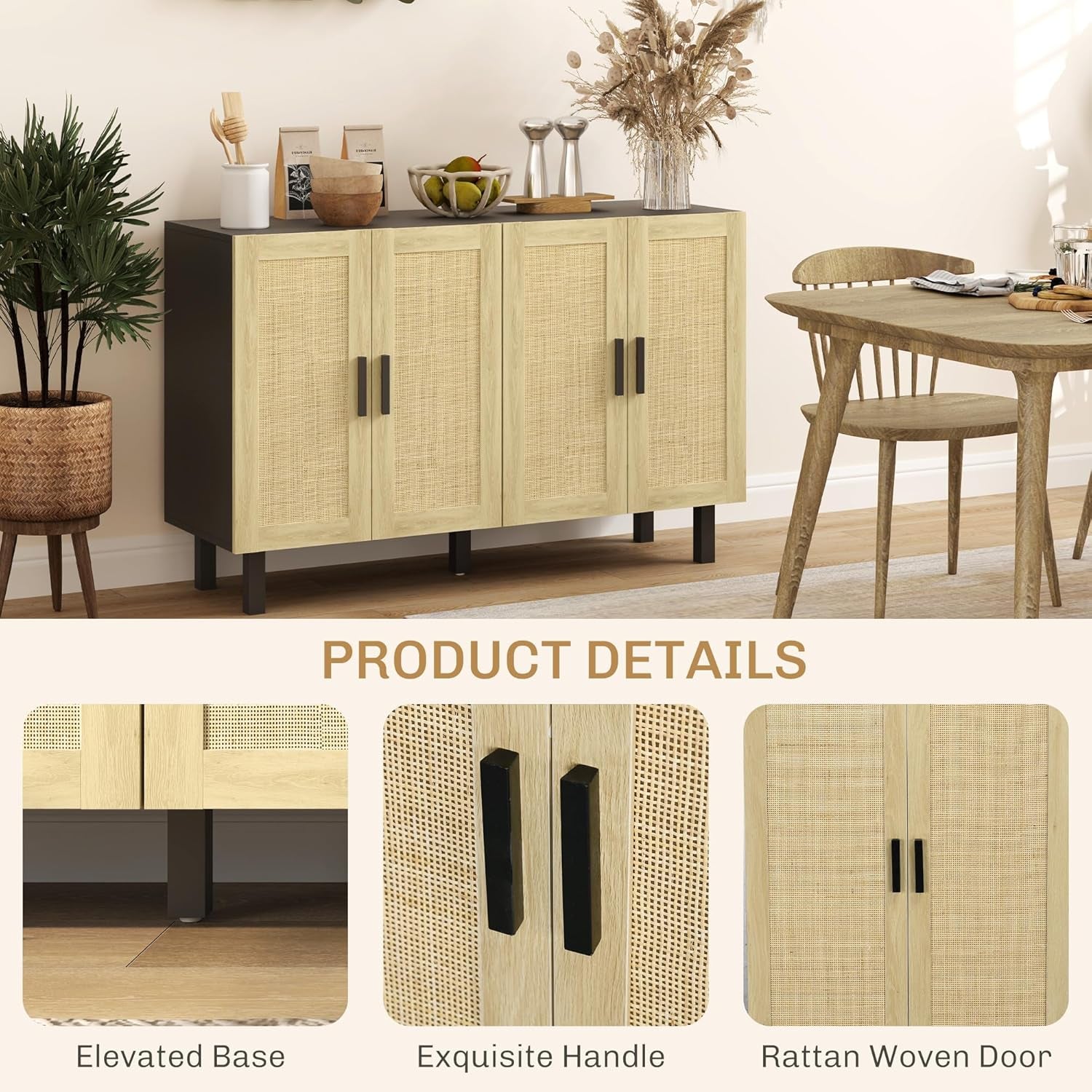 Sideboard Buffet Cabinet, Kitchen Cabinet, Coffee Bar Cabinet with 4 - Festival Furnish