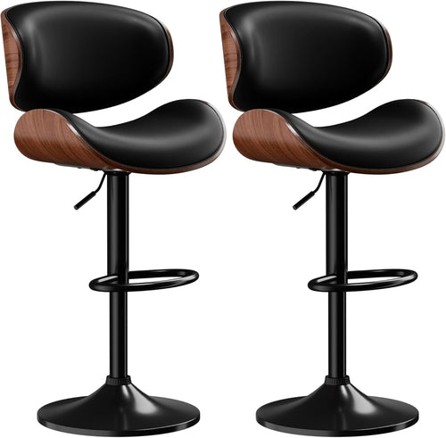Bar Stools Set of 2, Adjustable Swivel Leather Bar Stools for Kitchen - Festival Furnish