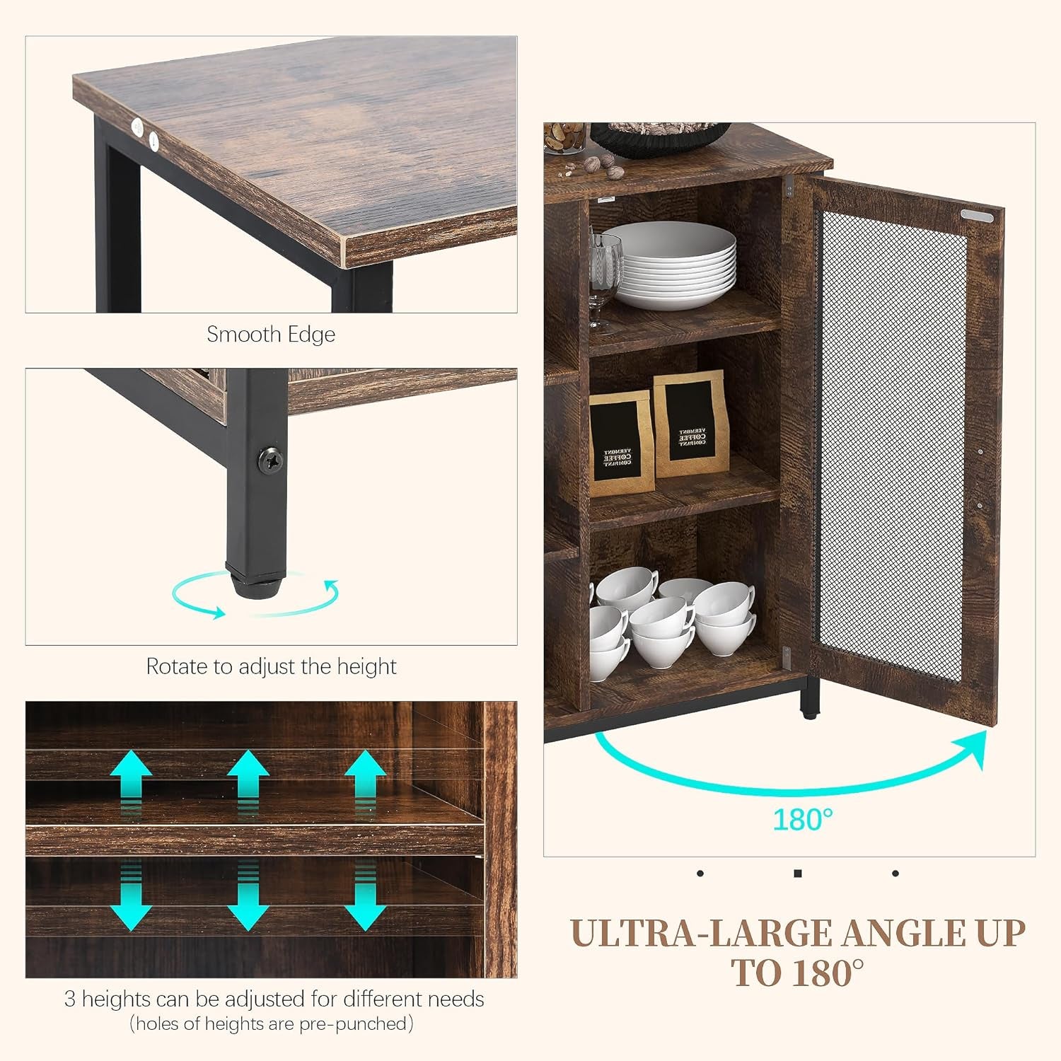 Mini Coffee Bar Cabinet with Storage, 27.5'' Small Kitchen Bar Table, - Festival Furnish