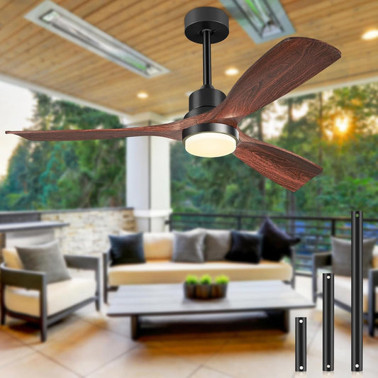 Ceiling Fans with Lights and Remote, 52 Inch Outdoor Ceiling Fan for