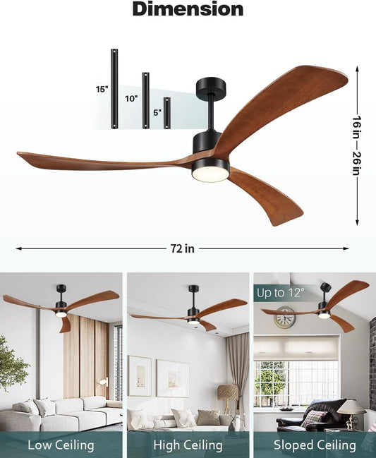 72 Inch Ceiling Fans with Lights and Remote Control, Outdoor Ceiling - Festival Furnish