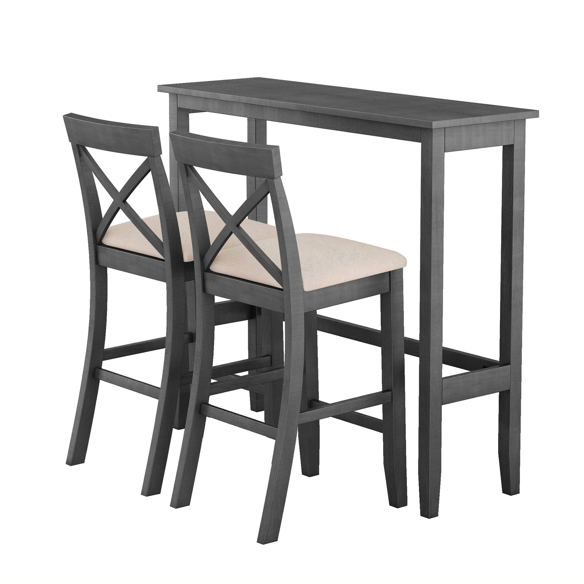 Farmhouse 48"Rectangular Wood Bar Height Dining Set Kitchen Breakfast - Festival Furnish