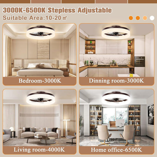 Low Profile Ceiling Fans with Lights and Remote,15.7In Modern Ceiling