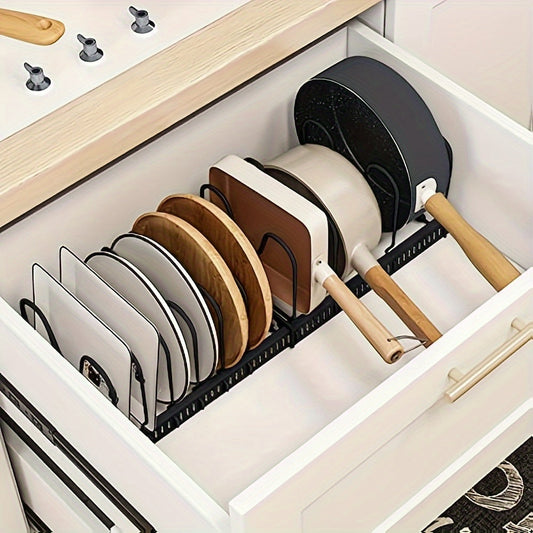 Expandable Multi-purpose Pot Organizer Rack with Adjustable Dividers