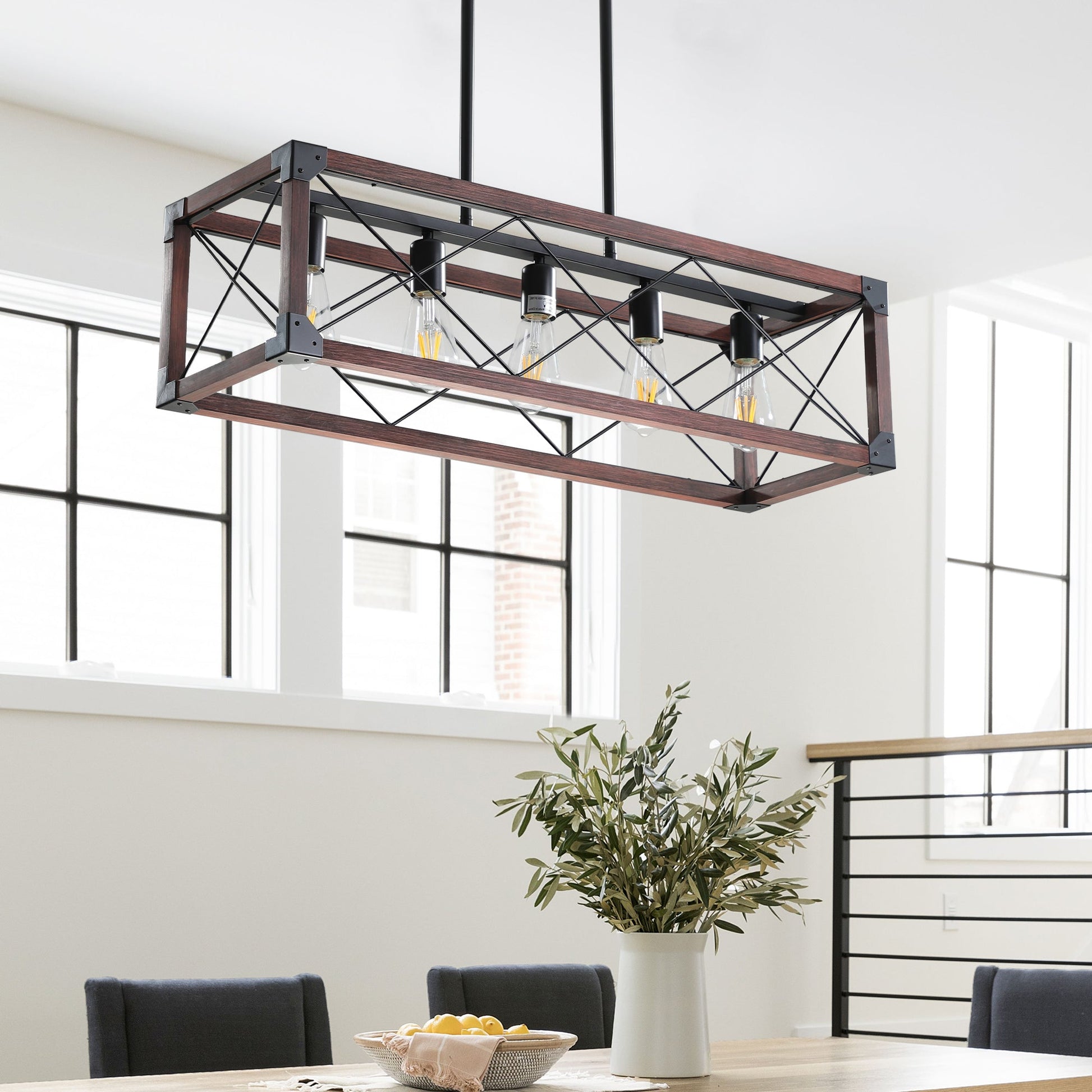 5-Light Retro Farmhouse Chandelier For Kitchen, Living room, Dining - Festival Furnish