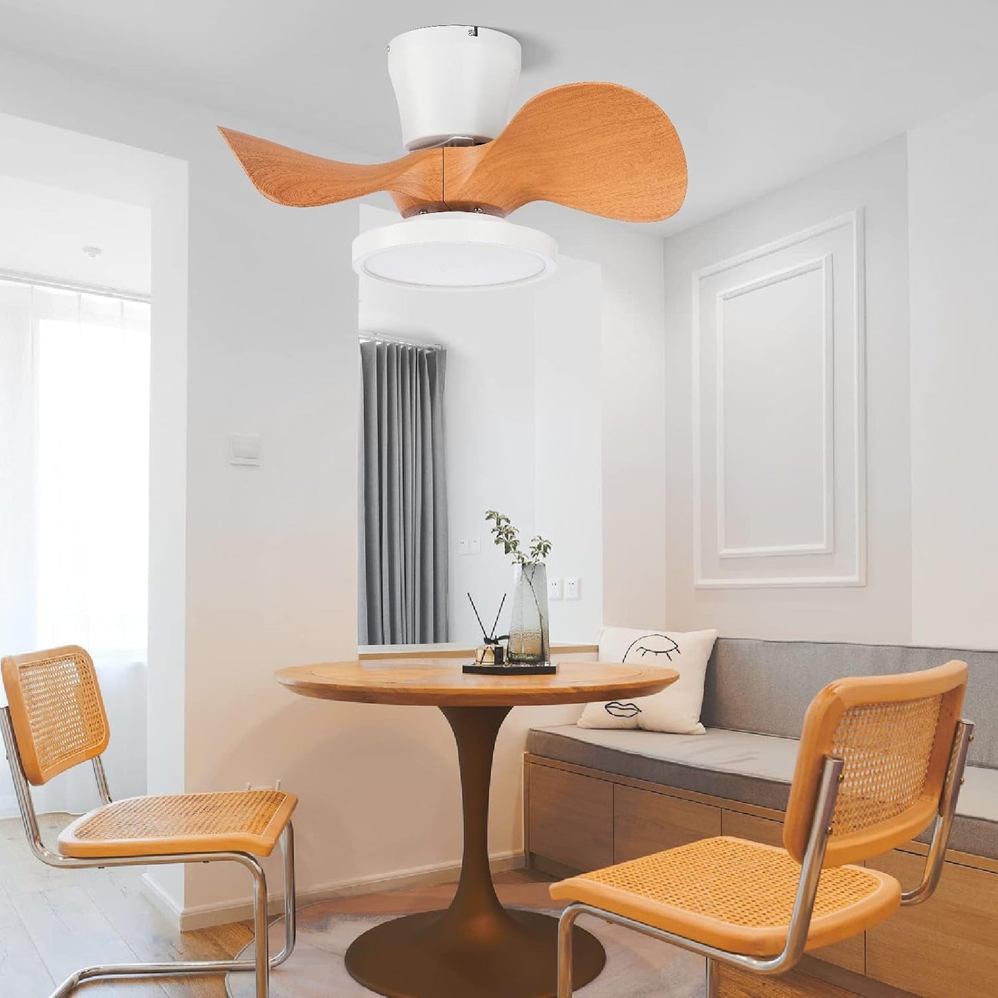 Quiet Ceiling Fan with LED Light 22 Inch Large Air Volume Remote - Festival Furnish