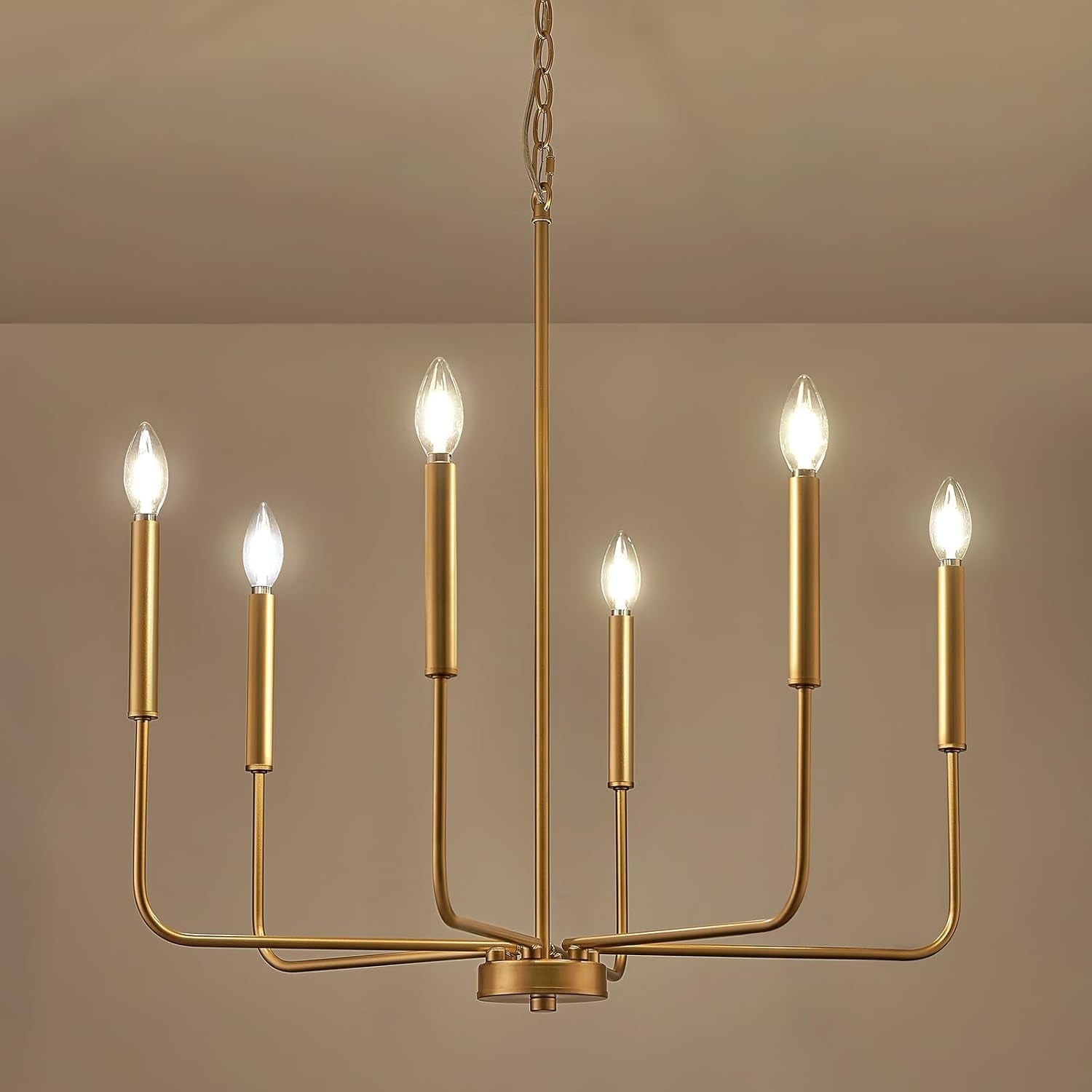 Modern Gold Chandelier for Dining Room,Metal 6-Light Kitchen Light - Festival Furnish