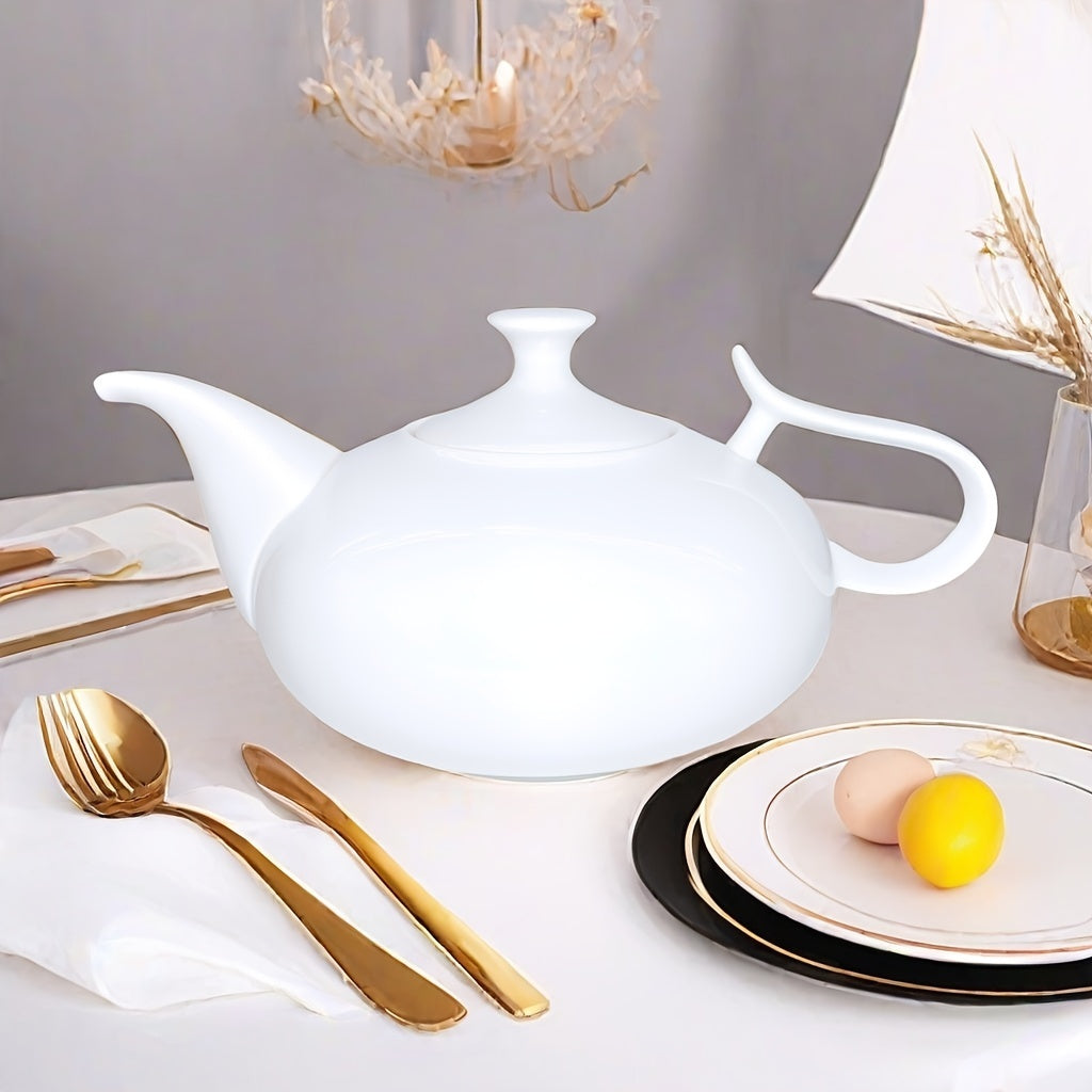 Elegant White Porcelain Teapot with Infuser - Perfect for Brewing