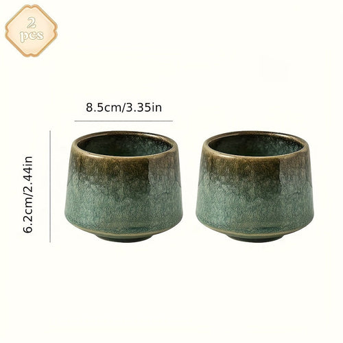Set of 2 Japanese Kiln Ceramic Mugs  76oz Gradient Design