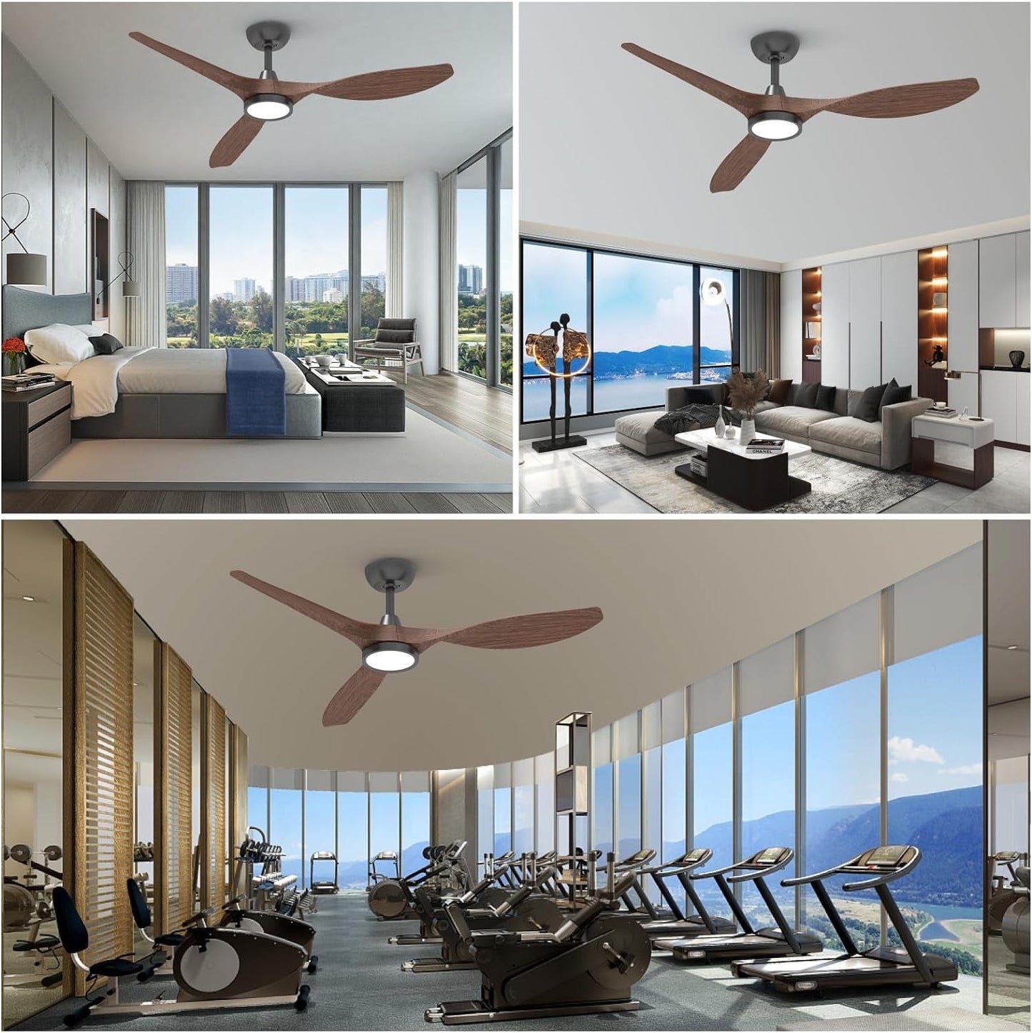 Ceiling Fans with Lights and Remote, 52 Inch Large Airflow Indoor