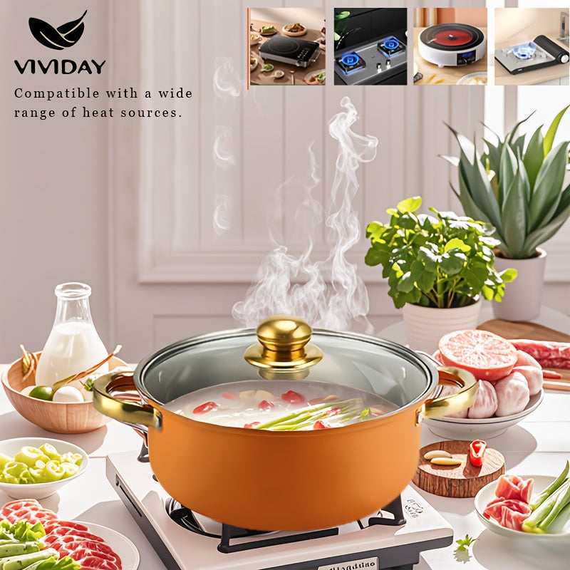 Elegant NonStick Cookware Set GoldHandled Soup Fry Milk Pans