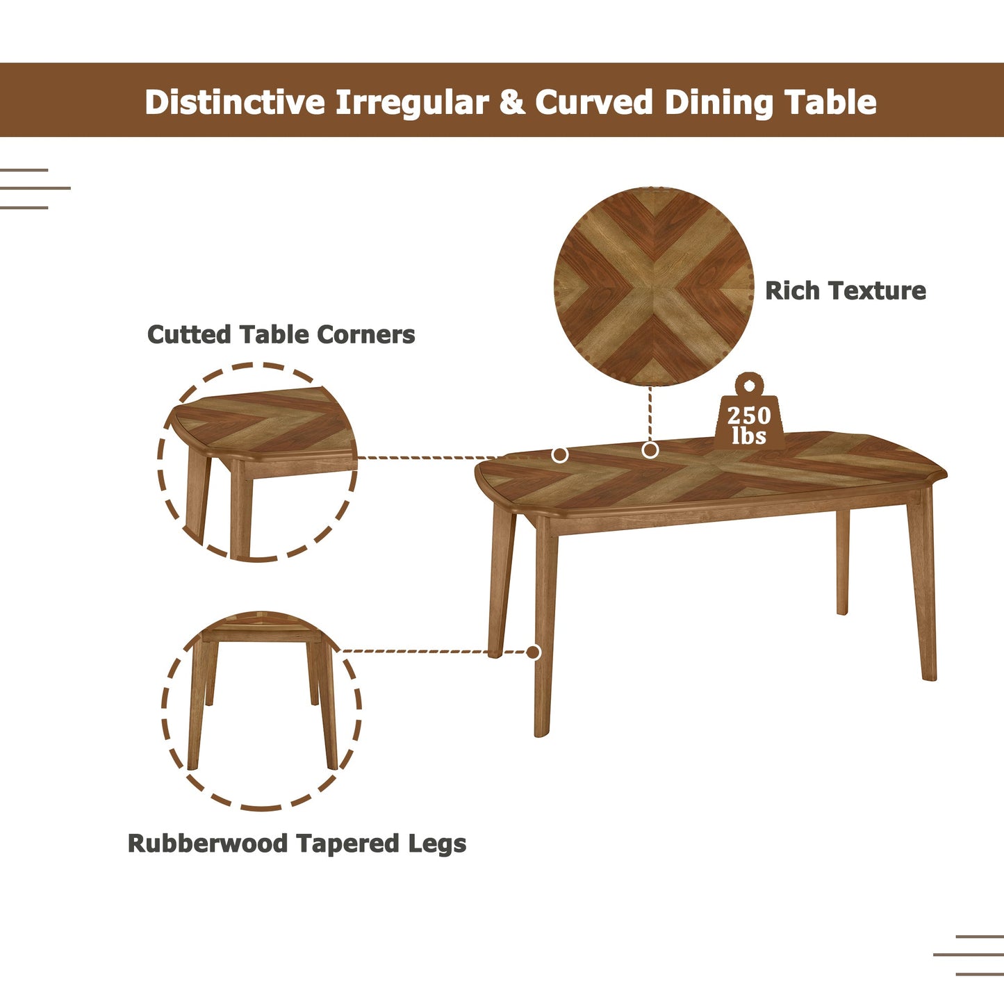 Vintage 7-Piece Dining Table Set with 6 Dining Chairs,Kitchen Table - Festival Furnish