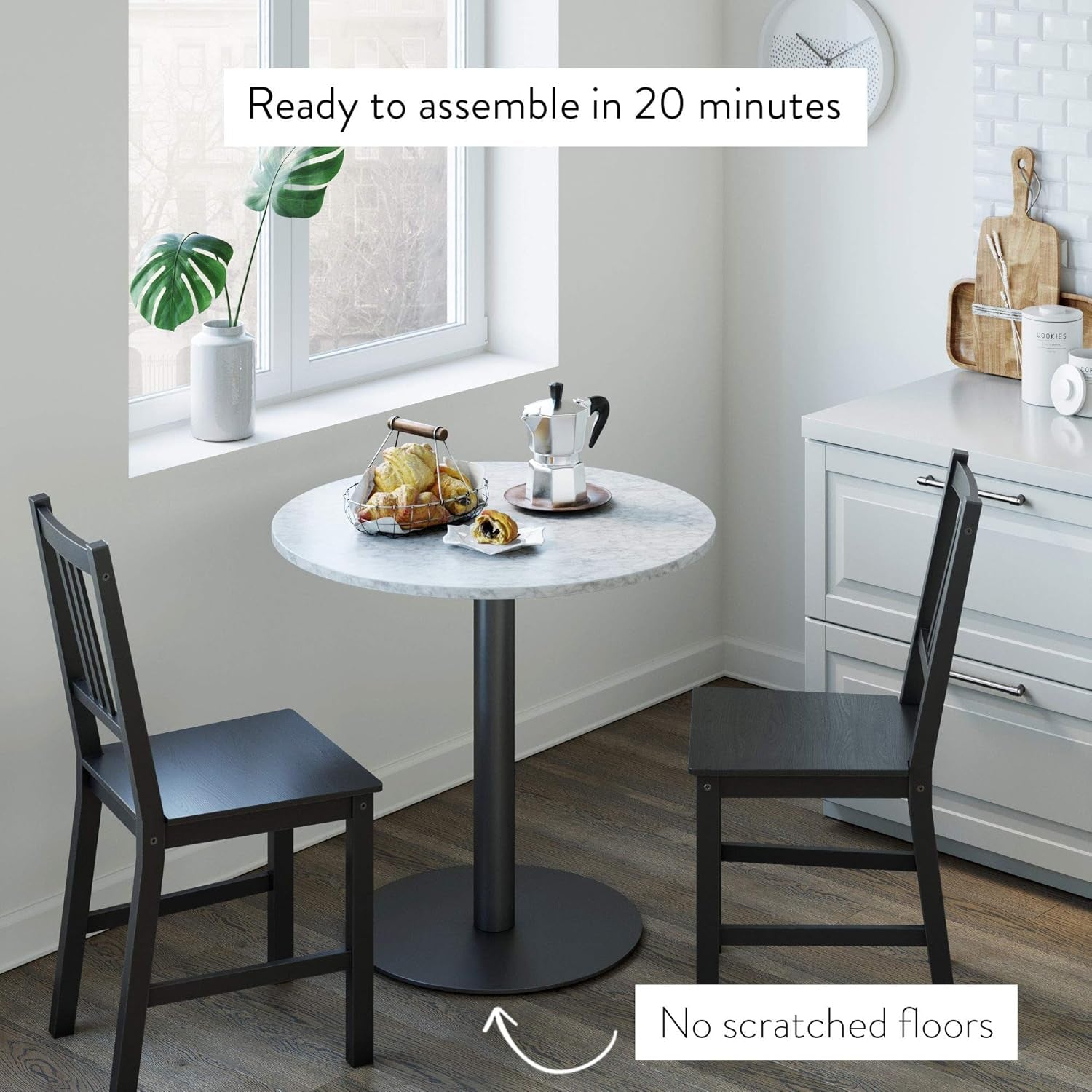 Bistro Lucy Small Mid-Century Modern Kitchen or Dining Table with Faux - Festival Furnish