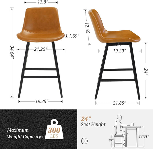 24 Inch Counter Stool, Modern Bucket Barstool, Kitchen Counter with - Festival Furnish