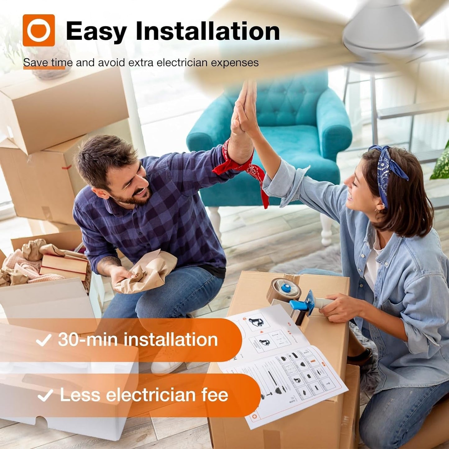 Ceiling Fans with Lights, 42 Inch Low Profile Ceiling Fan with Light