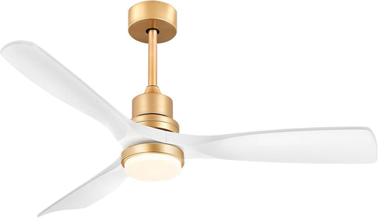 White and Gold Ceiling Fans with Lights Remote Control, 52 Inch Modern - Festival Furnish