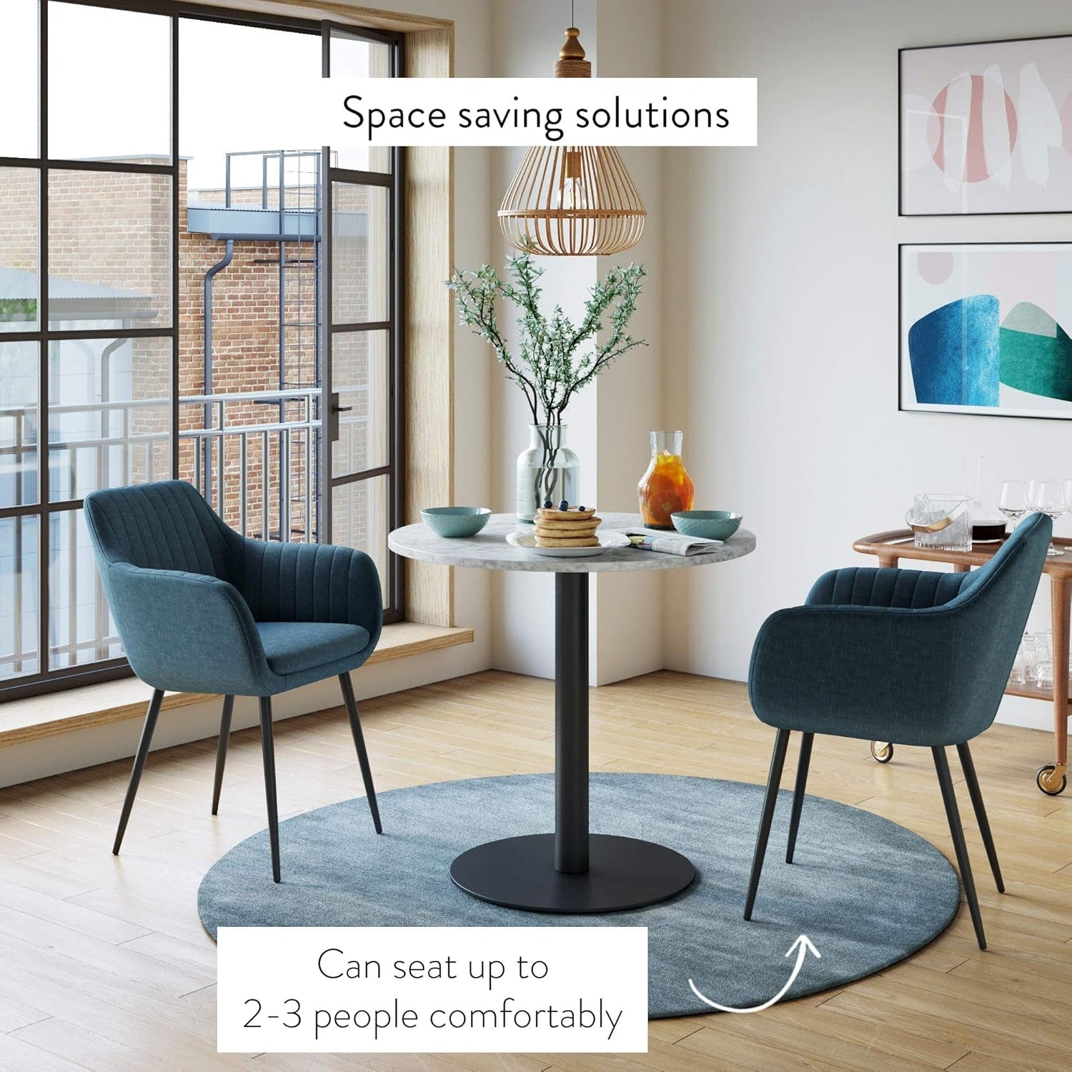 Bistro Lucy Small Mid-Century Modern Kitchen or Dining Table with Faux - Festival Furnish