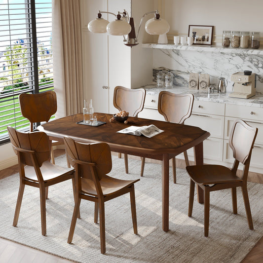 Vintage 7-Piece Dining Table Set with 6 Dining Chairs,Kitchen Table - Festival Furnish