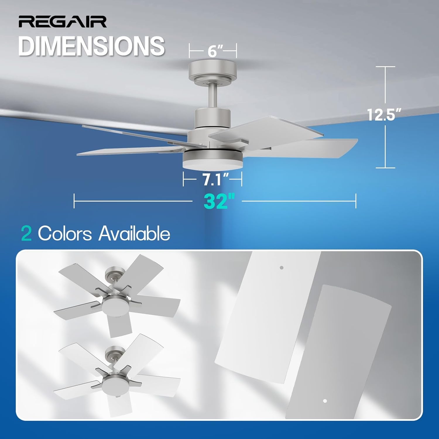 Ceiling Fan 32 Inch, Remote Control DC Motors, 3CCT 3000K-4000K-6500K - Festival Furnish