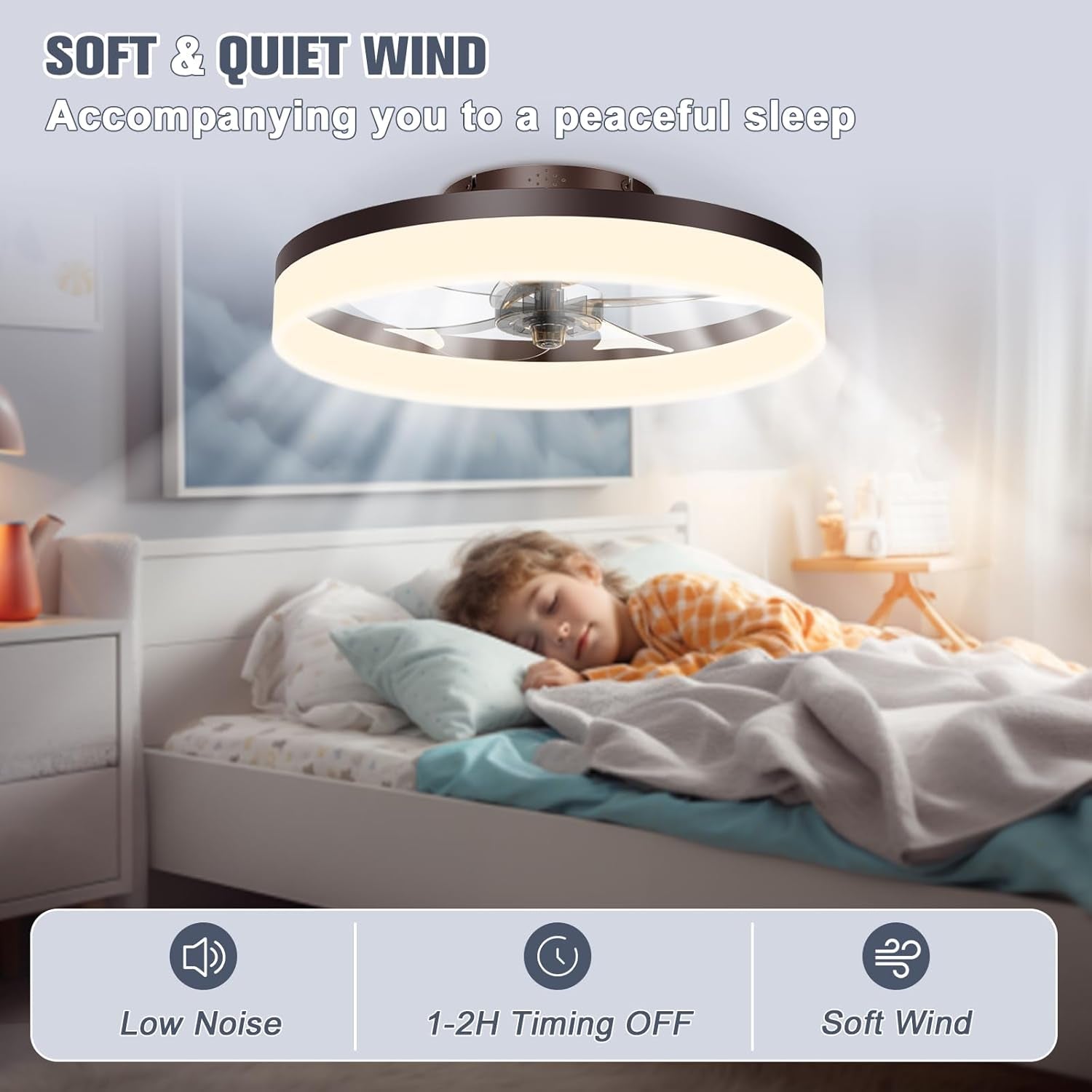 Low Profile Ceiling Fans with Lights and Remote, 19.7In Fandelier - Festival Furnish