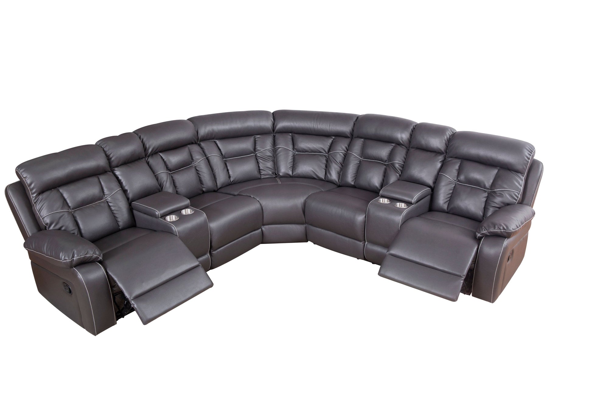 Faux Leather Reclining Sofa Grey - Festival Furnish