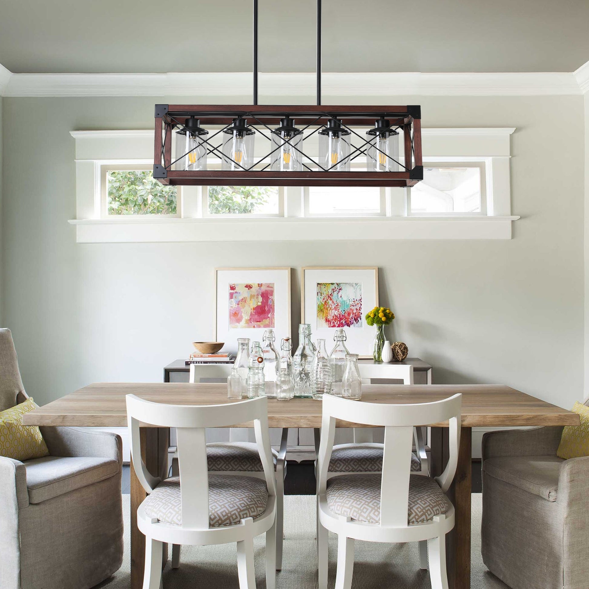 5-Light Retro Farmhouse Chandelier For Kitchen, Living room, Dining - Festival Furnish