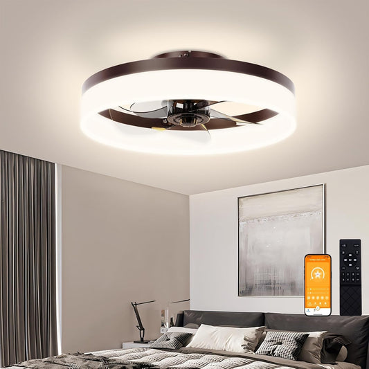 Low Profile Ceiling Fans with Lights and Remote,15.7In Modern Ceiling