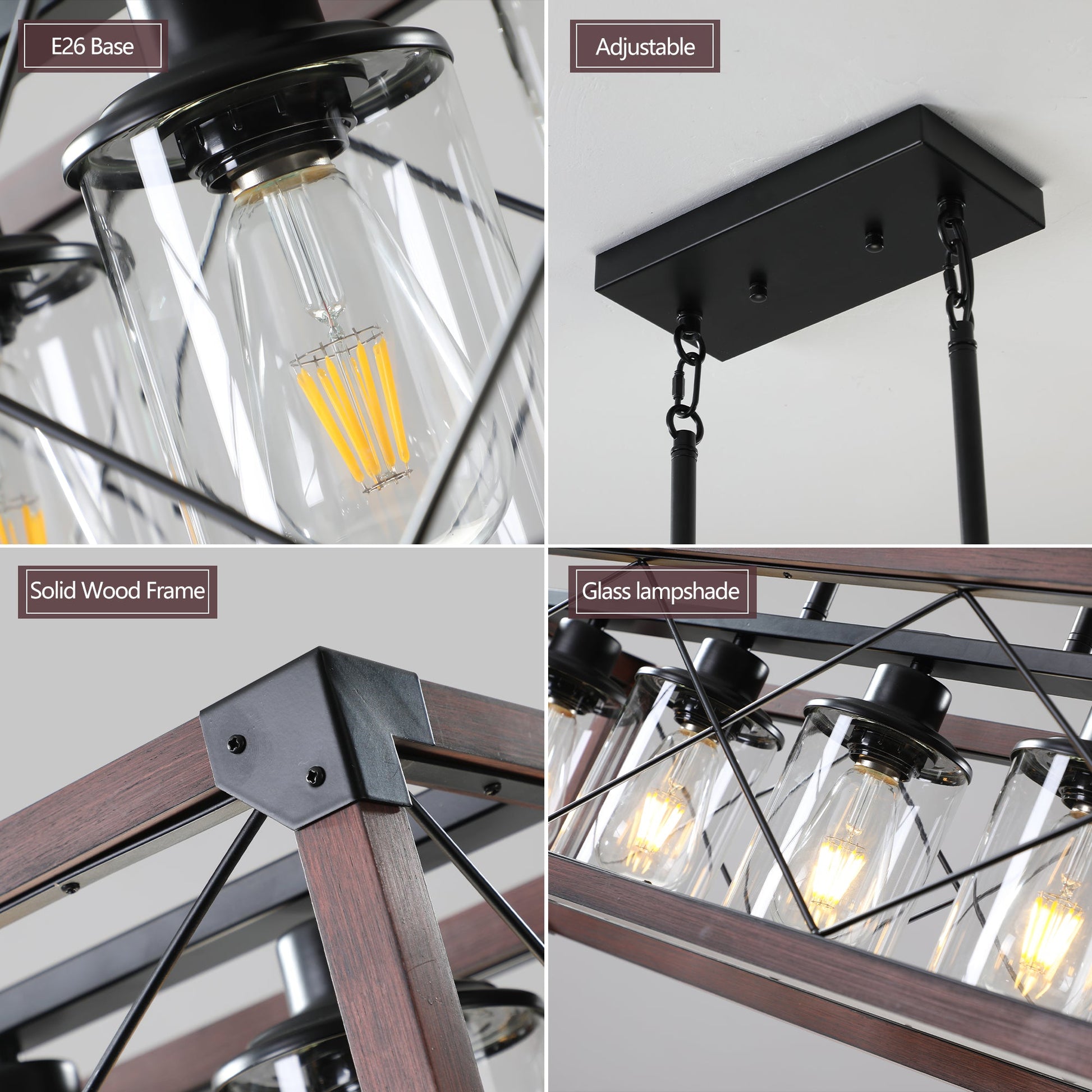 5-Light Retro Farmhouse Chandelier For Kitchen, Living room, Dining - Festival Furnish