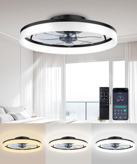 Ceiling Fans with Lights and Remote, 20" Fandelier Ceiling Fan Flush - Festival Furnish