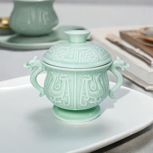 Artisanal Celadon Ceramic Stew Pot with Lid 250ml
