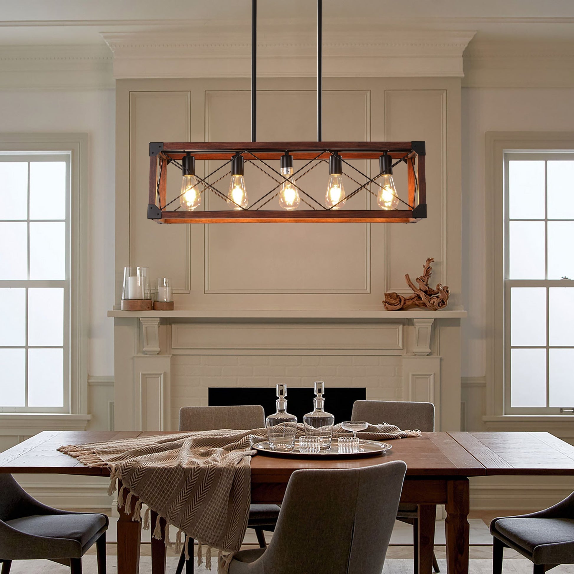 5-Light Retro Farmhouse Chandelier For Kitchen, Living room, Dining - Festival Furnish