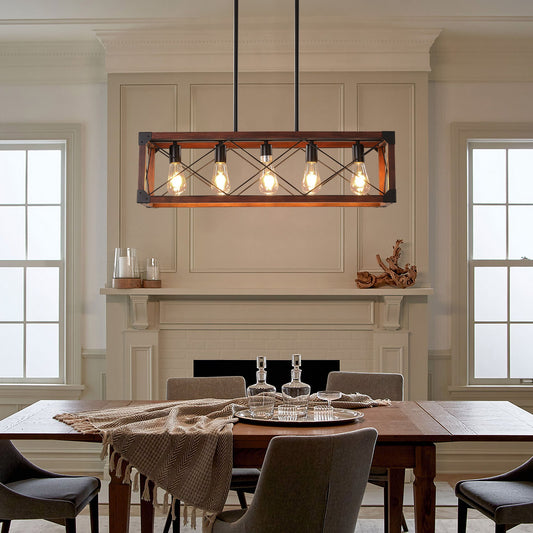 5-Light Retro Farmhouse Chandelier For Kitchen, Living room, Dining - Festival Furnish