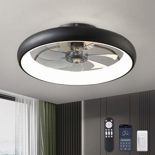 Ceiling Fans with Lights, 20" Flush Mount Ceiling Fan with Remote & - Festival Furnish