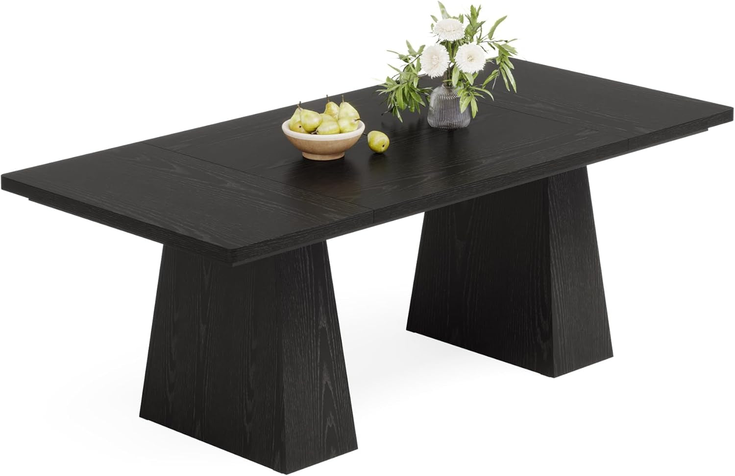 63-Inch Black Dining Table for 4-6, Modern Kitchen Table with Sturdy - Festival Furnish
