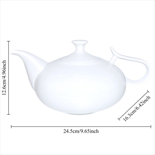 Elegant White Porcelain Teapot with Infuser - Perfect for Brewing