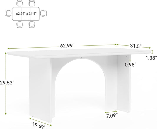 63-Inch Dining Table for 4-6 People, Large Kitchen Dinner Table with - Festival Furnish