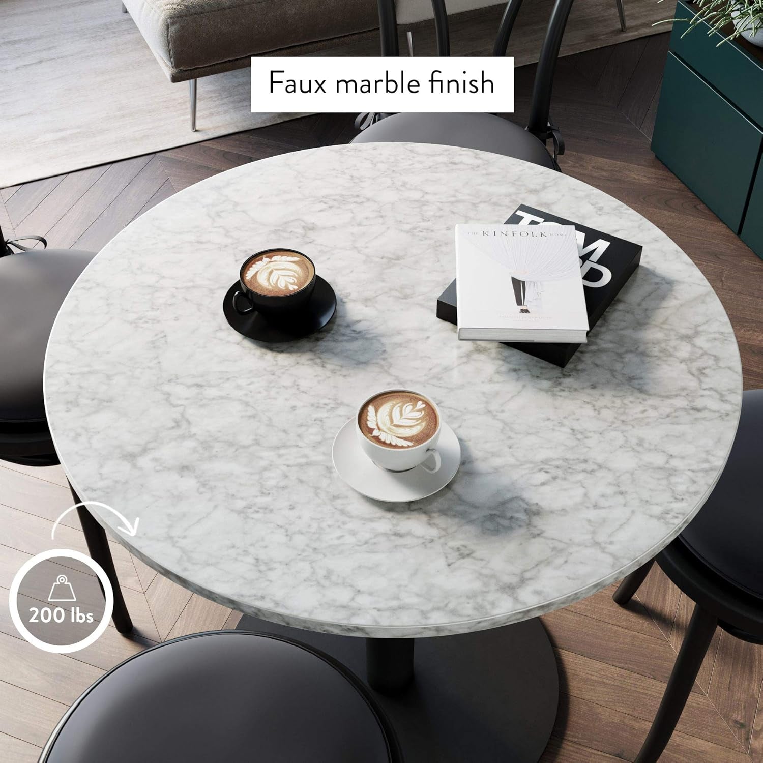 Bistro Lucy Small Mid-Century Modern Kitchen or Dining Table with Faux - Festival Furnish